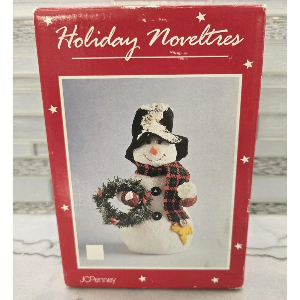 Vintage JCPenney Holiday Novelties Snowman Figurine Christmas Decor Boxed 7 Inch